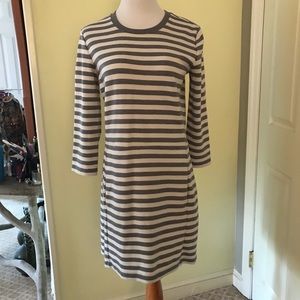 Grey and White stripped T-Shirt Dress